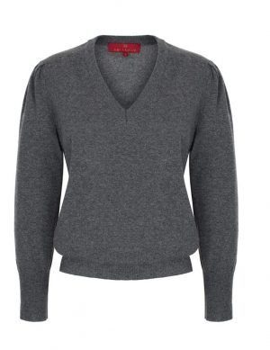 Cashmere Blend Cuddle V Gray
