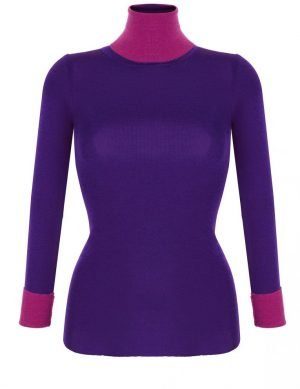 Fine Silk Blend Two Tone Turtleneck Marjolijn