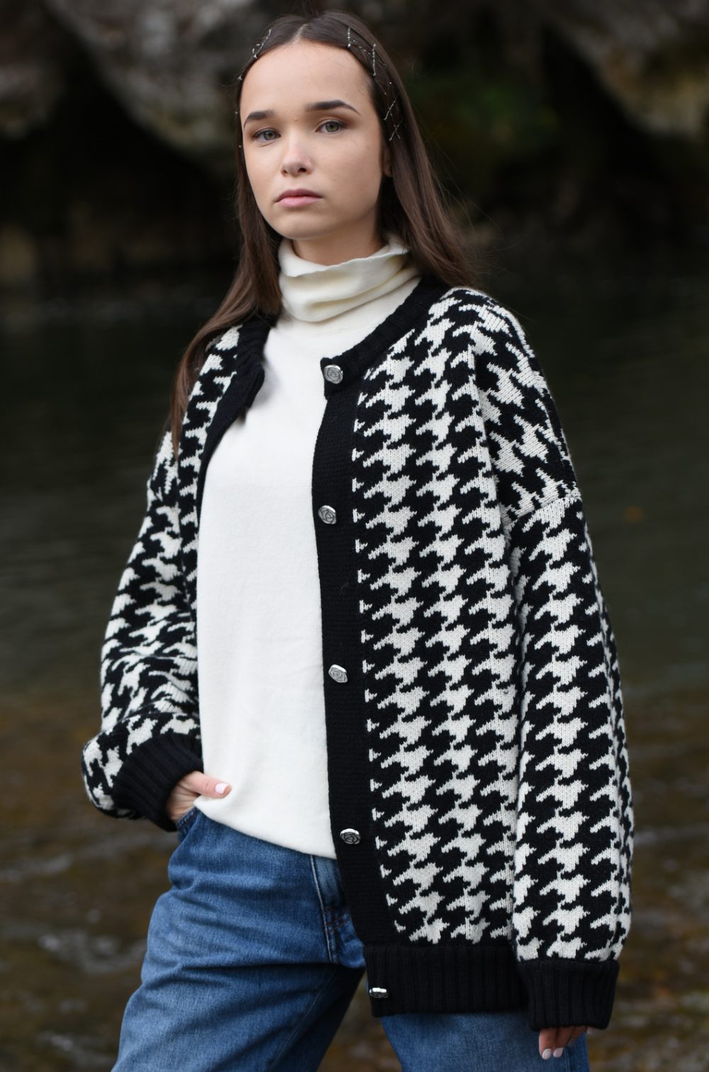 Custom Houndstooth Jacket AmiAmalia Luxury Knitwear