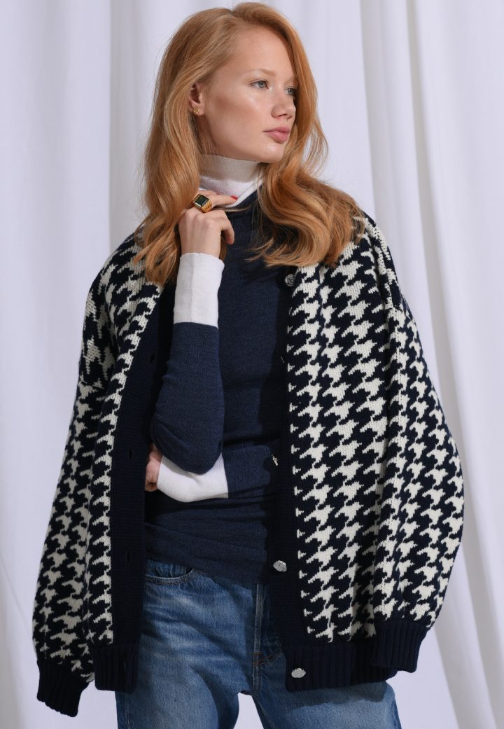 Custom Houndstooth Jacket - AmiAmalia Luxury Knitwear