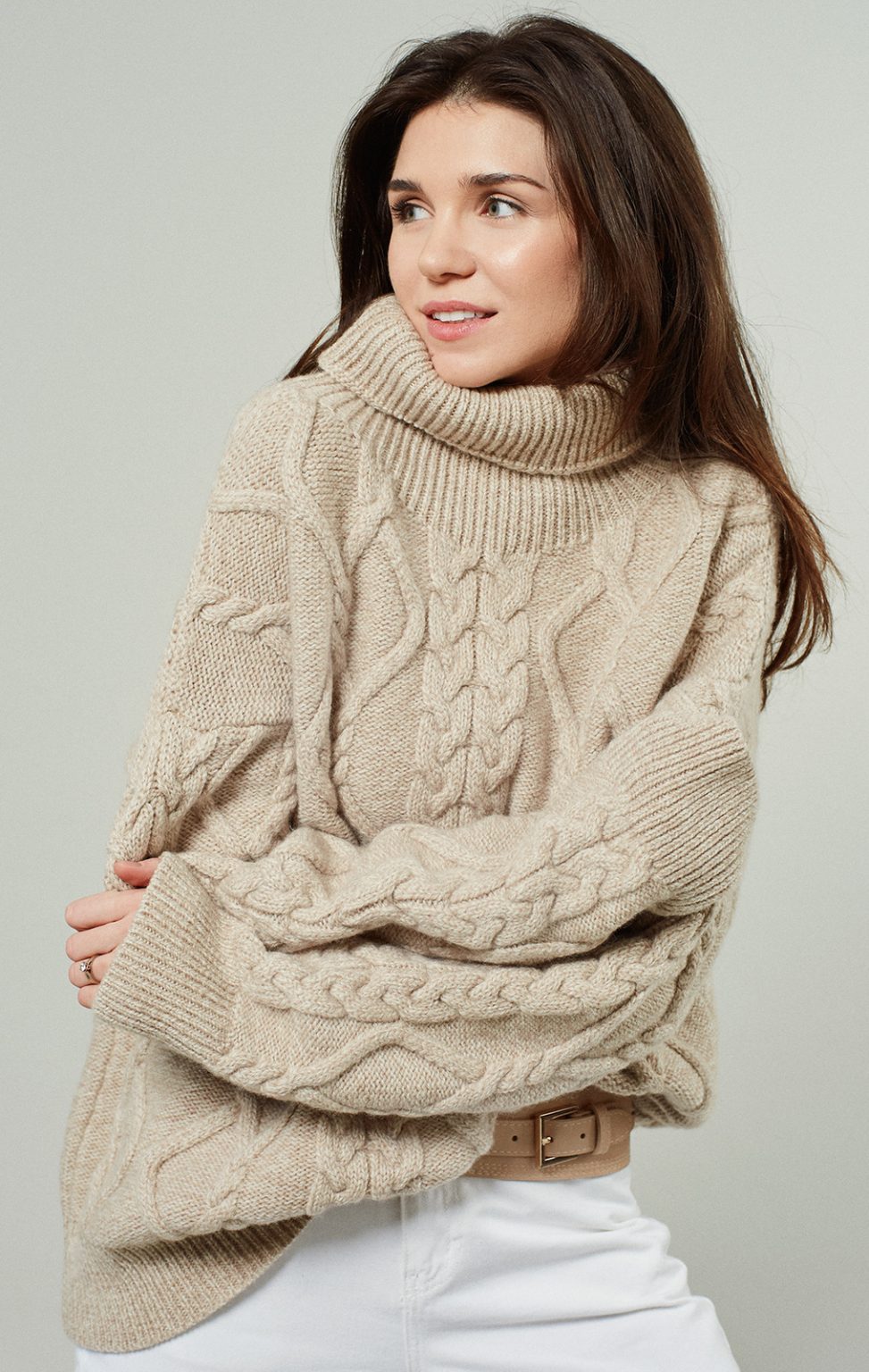 “To Infinity” Sweater, Latte - AmiAmalia Luxury Knitwear