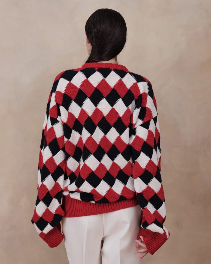 “Jeu des carrés” Sweater, Voyage - AmiAmalia Luxury Knitwear