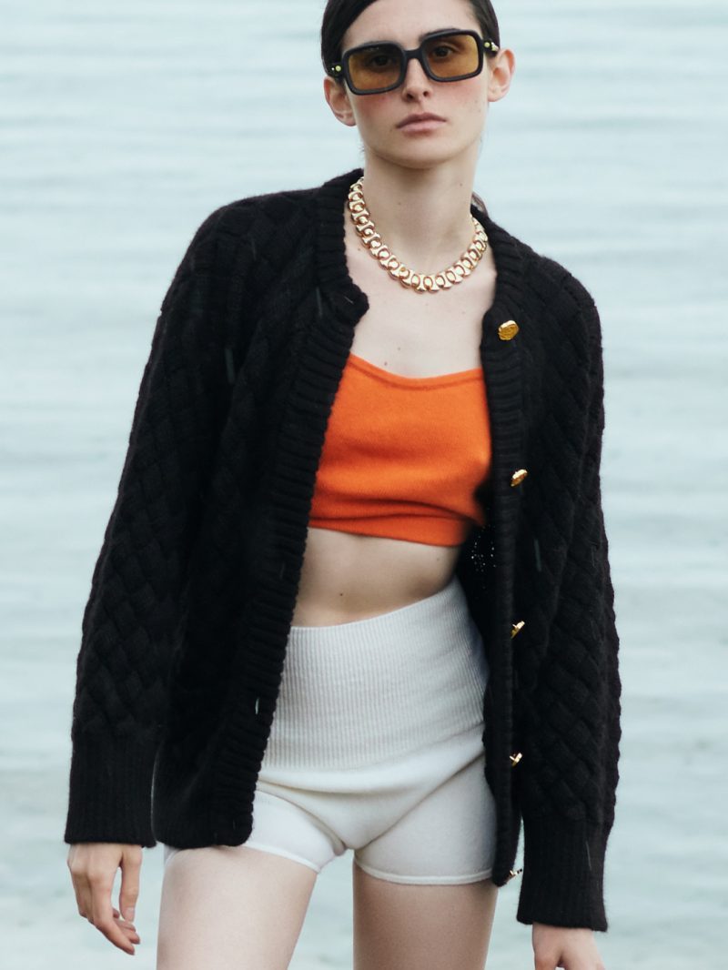 Knitted Shorts (with middle seam), White - AmiAmalia Luxury Knitwear