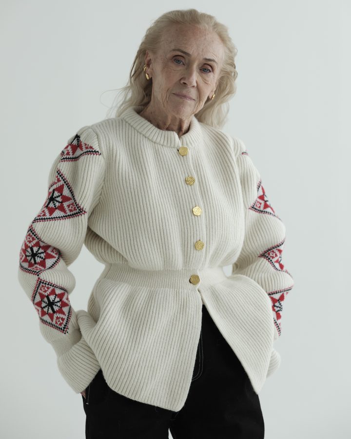 ''Romanian Blouse'' Cardigan, Organic White - AmiAmalia Luxury Knitwear