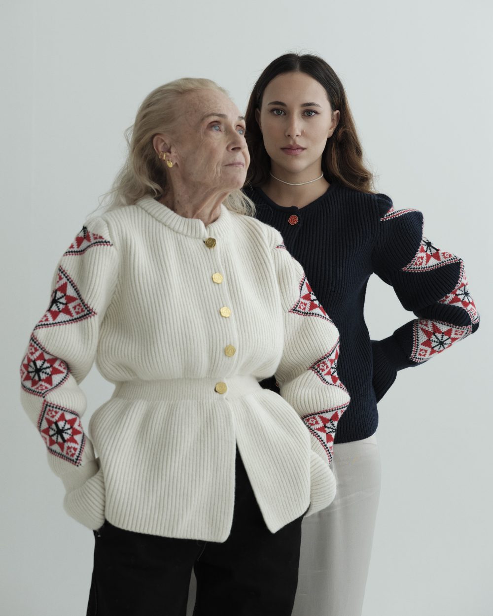 ''Romanian Blouse'' Cardigan, Organic White - AmiAmalia Luxury Knitwear