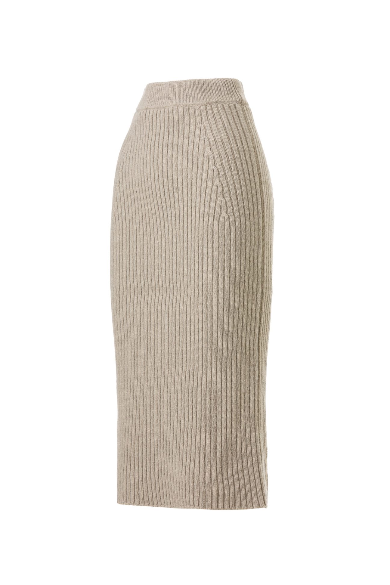 Knitted Ribbed Skirt, Ice Latte - AmiAmalia Luxury Knitwear