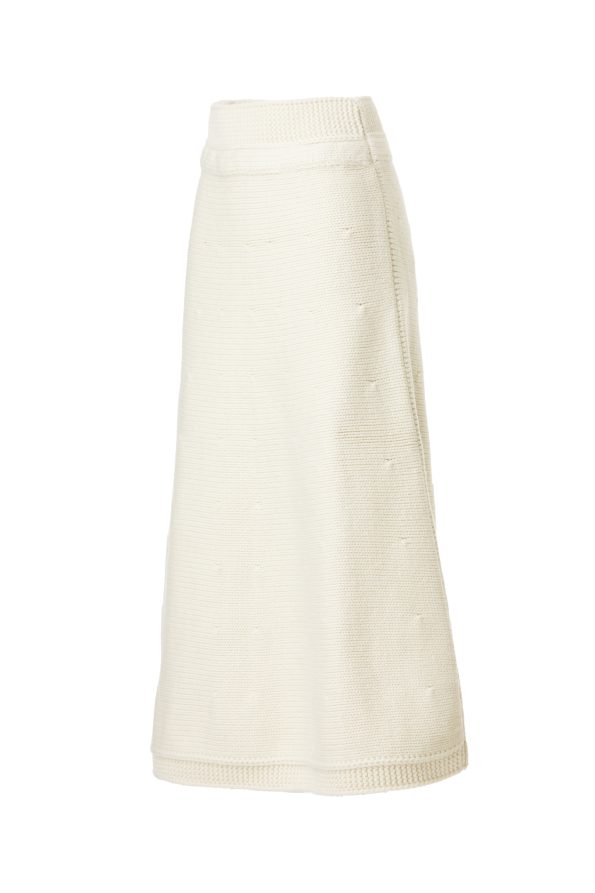Chunky Wool Skirt, Organic White - AmiAmalia Luxury Knitwear