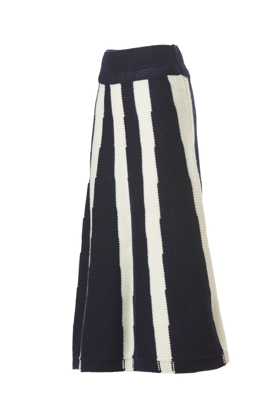 Chunky Wool Skirt, Organic White & Navy - AmiAmalia Luxury Knitwear