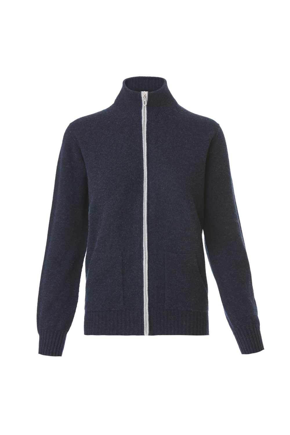 3D Cardigan with High Neck for Men, Navy - AmiAmalia Luxury Knitwear