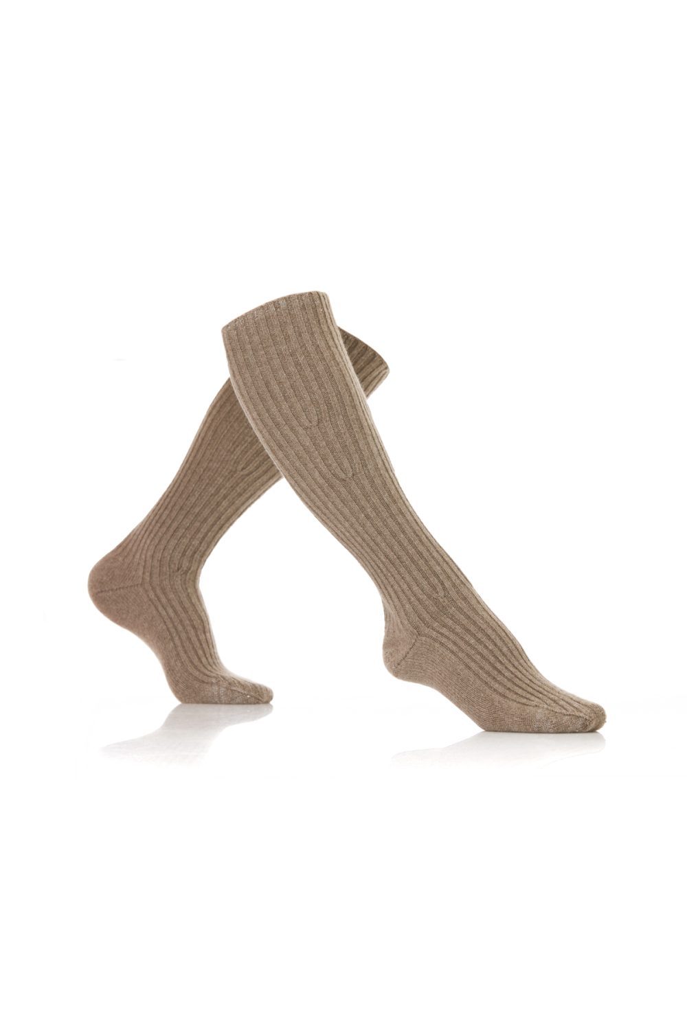 3D Long Socks from Cashmere blend, Cappuccino AmiAmalia Luxury Knitwear
