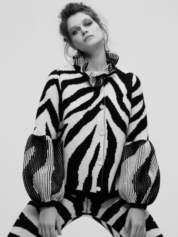 Zebra Knitted Jacket - AmiAmalia Luxury Knitwear