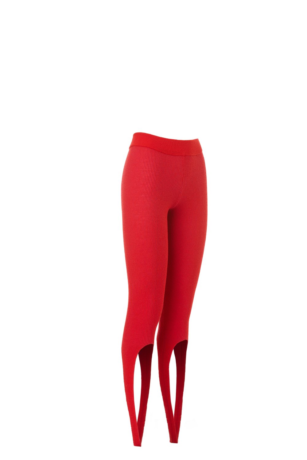 Knitted Leggings with Elongated Stirrups, Two-Tone Red - AmiAmalia ...