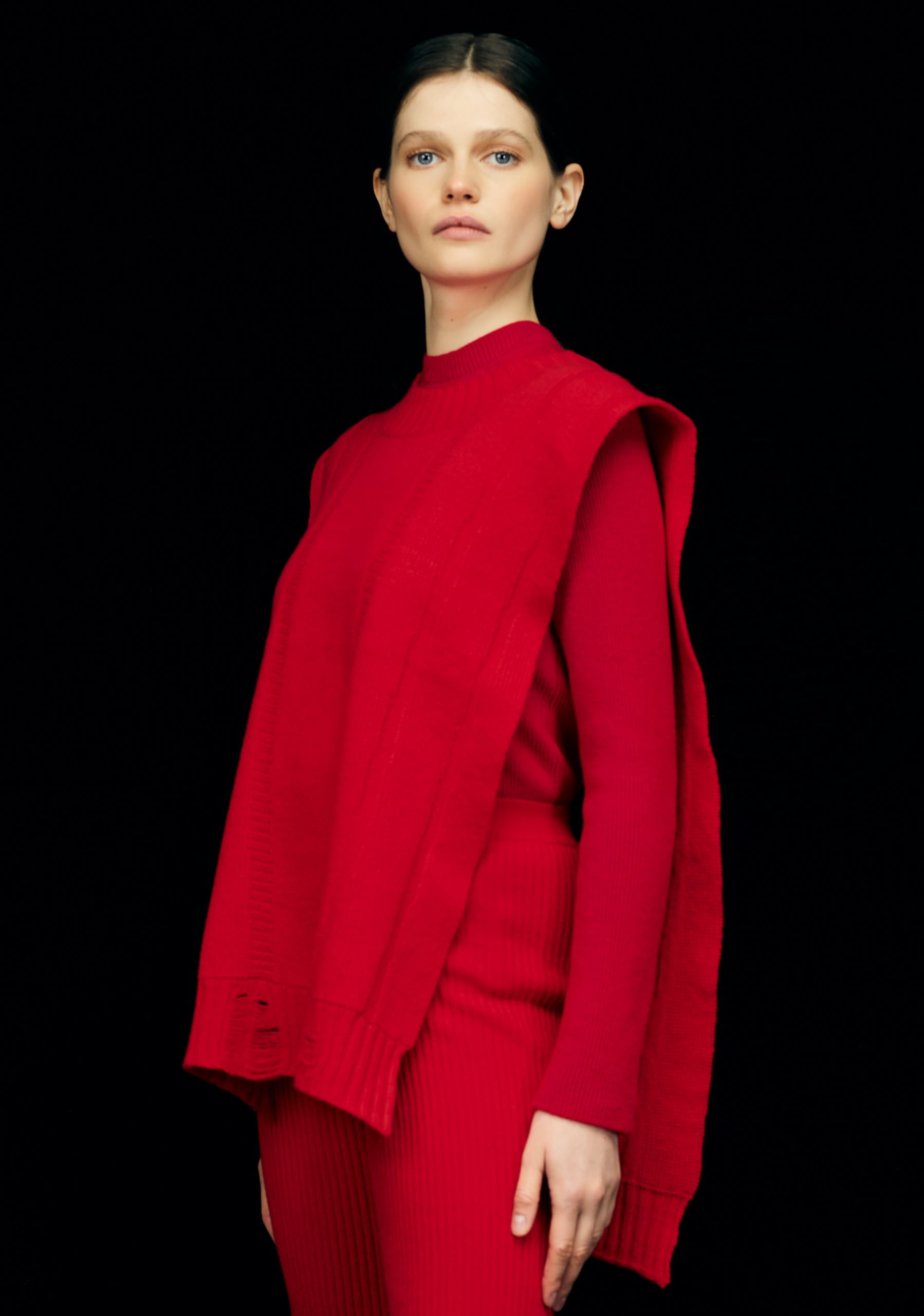 Poncho Vest, Red - AmiAmalia Luxury Knitwear
