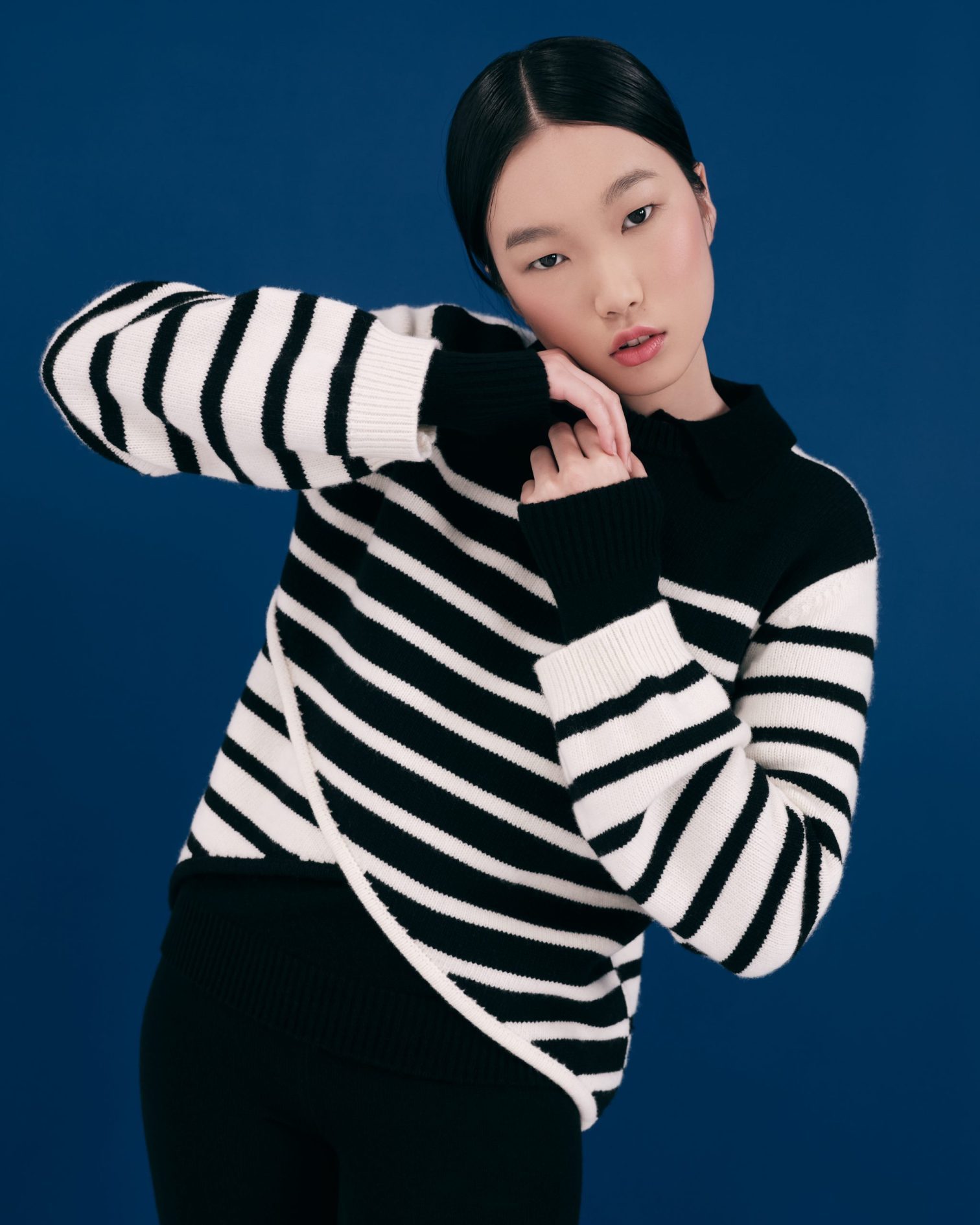 Reversible Marinière Sweater, Black and White - AmiAmalia Luxury Knitwear