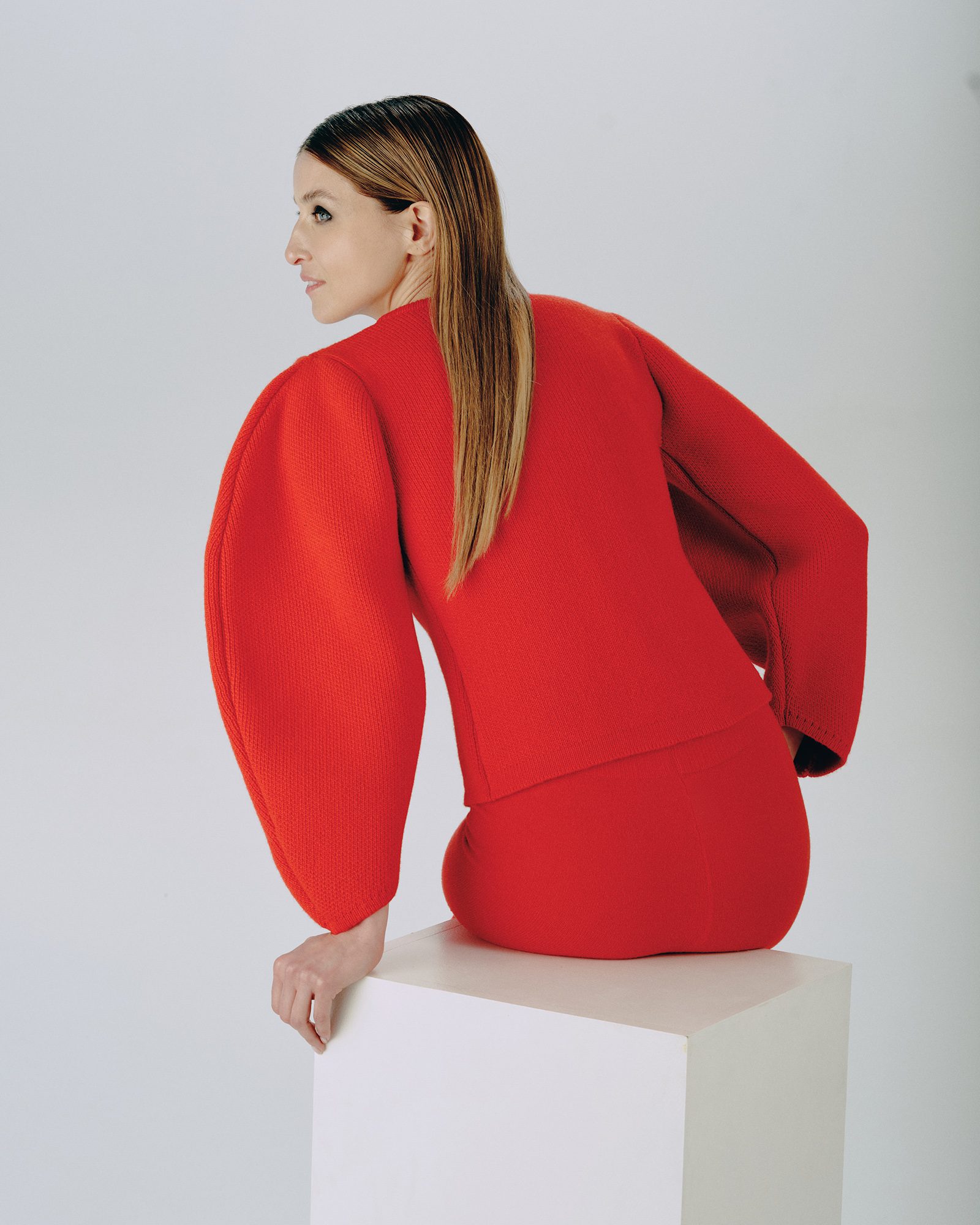 The Sculpture”, Jacket, Red - AmiAmalia Luxury Knitwear