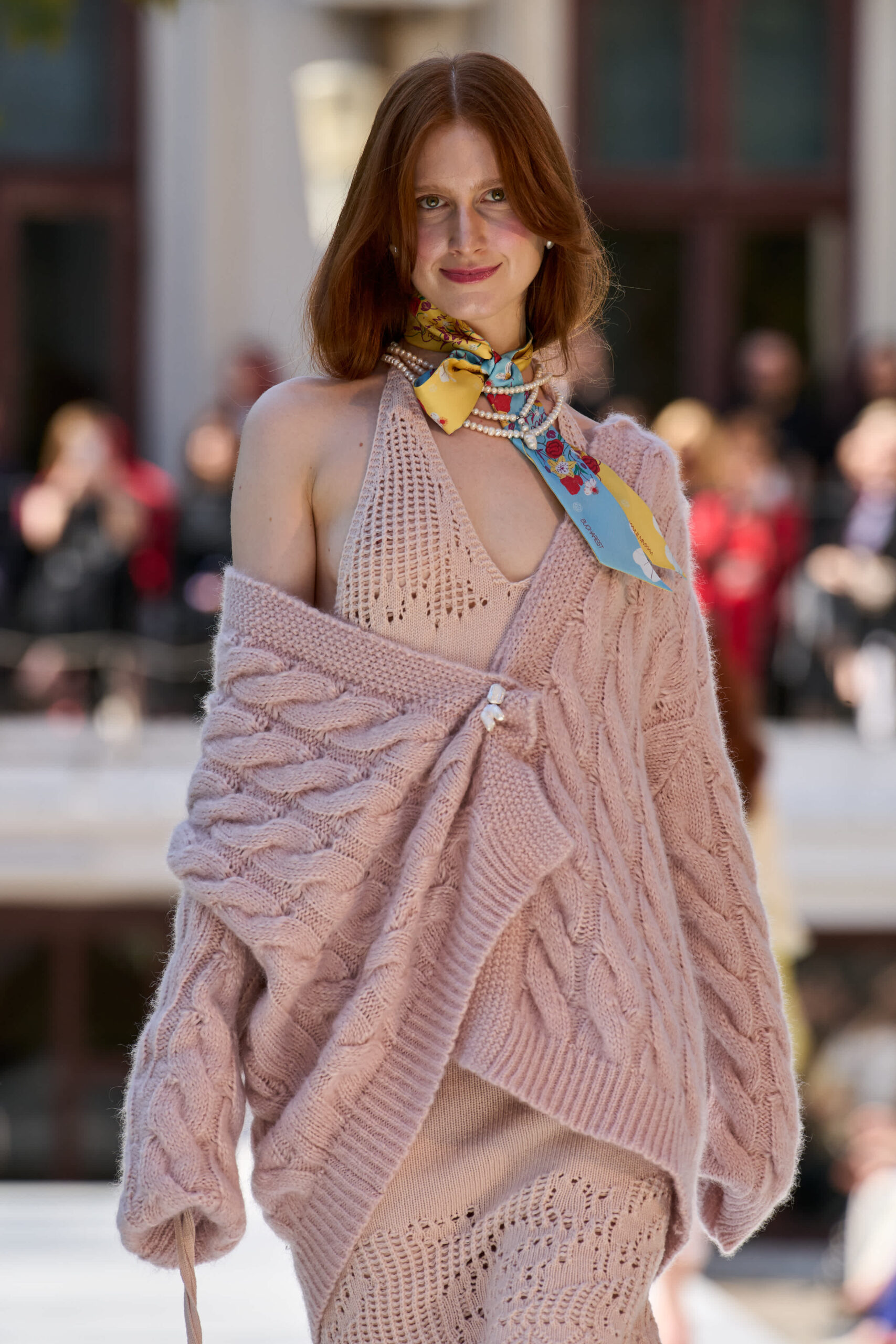 Silk & Mohair Cable Knit Cardigan, Blush Pink - AmiAmalia Luxury