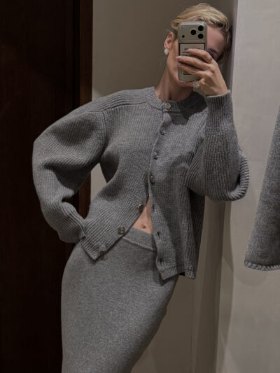 Cardigan "The Architect", Merino, Grigio 1