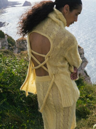 Pulover „Embrace”, din mătase și mohair, galben pastel