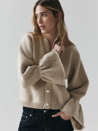 Jachetă scurtă „Lily of the Valley”, lână merino, Blond